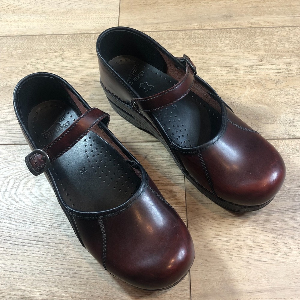 DANSKO Mary Janes Womens Size 39 8.5-9 Marcelle  Burgundy Clogs